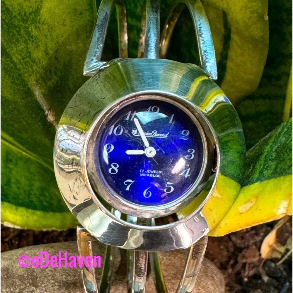 Vintage Lucien Piccard Sterling movement bangle watch bracelet